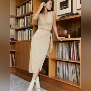 ADAY Bundle! Twist + Chill Wrap Top & It’s A Swirl Skirt Set - Dune - Size M